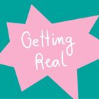Text: "Getting Real". Rosa Sternform auf türkisfarbenem Hintergrund.