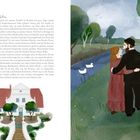 1900–24 Jahre: Text beschreibt Erlebnisse und Beziehungen, Illustration zeigt Paar an einem Fluss mit Enten.