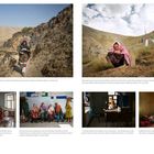 Texte beschreiben Frauen in verschiedenen Situationen, darunter den Besuch von Gräbern und Gesundheitszentren in Afghanistan.