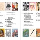 Zwei Seiten mit einem Inhaltsverzeichnis zu einem Buch über Illustration. Oben und unten sind verschiedene Kunstwerke abgebildet.