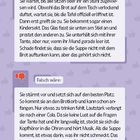 Text oben: "Richtig wäre: ... schließlich nicht."

Text unten: "Falsch wäre: ... keine Freude."

Hintergrund mit Daumen nach oben und unten.