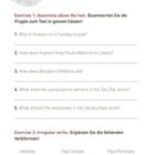 "Final Test" über einer Fingerabdruckabbildung. Zwei Übungen beinhalten Fragen zu einem Text und unregelmäßige Verben. Seite 78.