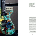 Text enthält: "Joe Perry, Aerosmith, 1325 - Made On Earth." E-Gitarre mit farbenfroher Grafik und Wort "erosmrth". Links ein Verstärker.