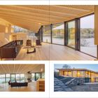 2. Der zentrale Wohnbereich ist leicht... 3. Küche, Ess- und Wohnbereich gehen auf... 4. Zur Küste hin wird das Gelände... Holzinterieur, große Glasfronten, Ausblick auf Wasser, moderne Architektur.