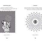 Links: "Schwebender Ball", Text über visuelle Illusion. Rechts: "Explosion", Fokus auf Kugel. Grafiken verstärken Täuschungen.