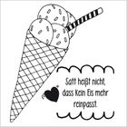 "Satt heißt nicht, dass kein Eis mehr reinpasst." Illustration eines Eis mit Herz.