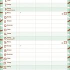 Kalender für August 2027 mit Wochentagen, Feiertagen und Notizbereich. Wellenmuster im Hintergrund.