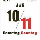27. Woche, Juli, 10/11, Samstag Sonntag, 19:39. Zwei Mondphasen oben links. Schlichtes, modernes Design.