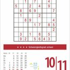 "★★★ Schwierigkeitsgrad: schwer. Kalender zeigt 10.|11. Juli. Eine Sudoku-Tabelle mit Zahlen in rot gefüllt."