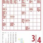 Kreuzworträtsel mit Hinweisen. Kalendereintrag für Samstag und Sonntag, 3. und 4. Juli, zusammen mit Sonnenzeiten.