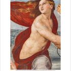 Illustration eines klassisch dargestellten Mannes mit rotem Umhang. Unten Kalender: August, beginnend mit 1 bis 31.