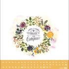 „Let your heart be your compass“ steht in einem floralen Kreis. Unten sind Kalendertage und „2027 08“ in Gelb.