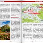 Zwei Seiten mit Titeln: "BEST OF GRÜN & FAIR" und "BEST OF LOW-BUDGET". Texte über nachhaltige und preiswerte Aktivitäten in Edinburgh.