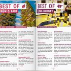 "BEST OF GRÜN & FAIR" und "BEST OF LOW-BUDGET" sind die Titel. Links mit Balkonen voller Pflanzen, rechts moderne Kunstobjekte.