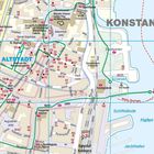 KONSTANZ, ALTSADT, Schiffslände, Marktplatz, Münster Unserer Lieben Frau. Stadtplan der Altsadt Konstanz mit Straßennamen.