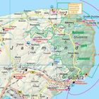 Wanderung 1: Nationalpark Jasmund mit Königsstuhl, Kreidemuseum Rügen; Karte zeigt Nationalpark-Bereich und umliegende Dörfer.