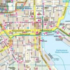 Kartennahe Straßenbezeichnungen: Pohjoisesplanadi, Eteläesplanadi, Kauppatori. Gelbe und pinke Linien markieren Routen.