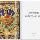 „Introduction: Mushrooms are Magic“ steht auf einer Buchseite. Links davon ist eine mittelalterliche Illustration mit Heiligen.