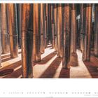 ST JAMES PIPE ORGAN. Zahl 8, gefolgt von Kalendertagen. Große Orgelpfeifen in warmem Licht und Schattenspiel.