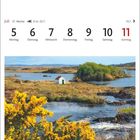 Kalenderseite: Juli, 27. Woche, 5.-11. Montag bis Sonntag. Foto einer Hütte am Wasser mit gelben Blüten im Vordergrund.