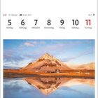 Kalender für Juli: 5. bis 11., Berge spiegeln sich im Wasser, "Stapafell bei Arnarstapi".
