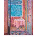 Zitat von Georg Trakl. Impressionistisches Gemälde von Henri Le Sidaner: Tisch am Meer. Kalenderseite Juni.