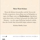 Mein Wort-Schatz: „Rumbandusen“ bedeutet herumtollende Kinder. Datum: 10. Samstag 11. Sonntag April. Logo: DIE ZEIT.