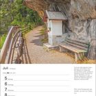 Juli, 27. Woche, Krebs, 21.6.–22.7. Text beschreibt einen Besinnungsort am Wanderweg. Zitat von Ovid.