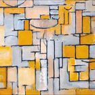 Links oben Kalender für Juni und Juli, rechts "Piet Mondrian, Painting Nr. 8". Abstrakte Formen in Gelb und Grau.