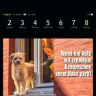 „Wenn ein Auto mit fremdem Kennzeichen vorm Haus parkt.“ Kleiner, zotteliger Hund schaut aus einer Tür.