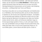 „Vom Leben der Bäume“ ist der Titel. Der Förster Peter Wohlleben spricht über Bäume als fühlende Lebewesen.