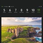 Kalender für Juli, 27. Woche: 5.-11., mit Neumond am 10. Juli. Bild zeigt New Slains Castle bei Cruden Bay, Schottland.