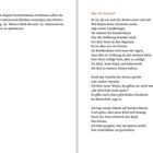 Links: Text über die Optimierung der Betreuung im Mutter-Kind-Bereich. Rechts: Gedicht über Hoffnung und Verlust des Kindes.