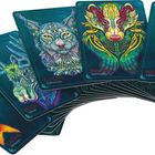 "Luchs - Geheimnis, Dachs - Selbstwert, Hase - Liebe, Lachs - Vertrauen, Elch - Schutz." Illustration von Tieren.