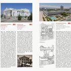 Seite 254: Beschreibung von Gebäuden in Aschgabat, darunter Theater, Ministerrat und Staatsbibliothek, mit Grundrissen und Fotos.