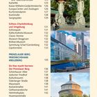 Inhaltsverzeichnis mit Sehenswürdigkeiten und Seitenzahlen; daneben Bilder von historischen Bauwerken und moderner Architektur.