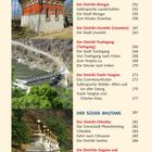 Seite 8, Überschrift: Inhalt. Abschnitte zu Ost-Bhutan und Süden Bhutans mit Distrikten, Orten und Seitenzahlen.