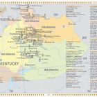 KENTUCKY, Districts 5-12, mit Orten wie Covington, Lexington und Maysville. Enthält Flüsse und Straßennetze.