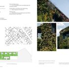 Texte: Fakten und Beteiligte, Bauwerksbegrünung, Lageplan, Ansicht der Fassadenbegrünung. Bilder zeigen begrünte Gebäudefassaden.