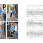 Rechts ist ein Text über einen Schlaganfall und eine Mutter. Links sind vier Fotos von zwei Frauen, eine mit Beinprothese.