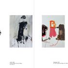 "Paper Works '23/'24" steht in großer Schrift. Drei abstrakte Kunstwerke in gedeckten Farben sind daneben angeordnet.