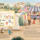 **Text:**  
"ISAAIAHS WUNSCH"  
"SPÄTSOMMER-RUMMEL"

**Illustration:**  
Ein fröhlicher Rummelplatz mit Fahrgeschäften, Luftballons und spielenden Kindern.