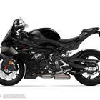 Seitenansicht eines schwarzen Motorrads mit BMW-Logo. Es hat ein sportliches Design und markante Linien. Nummern 290, 291.
