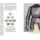 Text über spätgotische Rüstung, Palmetten- und Faltenmusteranalyse. Rechts ein Foto einer Rüstung ohne Kopf.