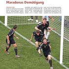 Ein Artikel mit der Überschrift "Maradonas Demütigung". Darunter sieht man jubelnde Fußballspieler im Trikot Deutschlands auf dem Spielfeld.