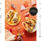 Käse-Wraps mit Thunfisch: Zutaten und Zubereitung für 4 Portionen. Links Wraps mit Gemüse, rechts mit Thunfisch und Deko.