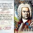 Kalenderseite mit einem Zitat von Franz Liszt über die h-Moll-Messe, illustriert mit dem Porträt eines bewigtem Mannes.
