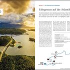Eine Brücke führt auf die Insel Stabblandet. Begrüßt wird der Fahrer dabei von strahlendem Sonnenschein. Fahrgenuss auf der Atlantikstraße: Die Strecke besticht durch atemberaubende Natur. Enthaltene Karten- und Textinformationen ergänzen die Beschreibung der Reise von Ålesund nach Trondheim.