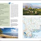 Öland, Stadtmarina Karlskrona, Sandhamn Ställplats. Links Beschreibung von Orten, rechts Foto von Steinen und Windmühle, Karte.