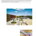 Text über Bildungspartnerschaft in München. Unterer Abschnitt zeigt eine Schule mit modernem Schulhof und Sporthalle.